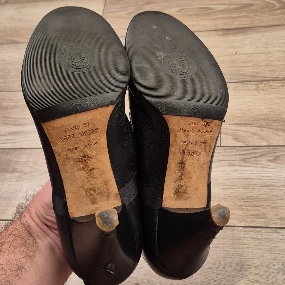 MARC JACOBS Italy Proposal Black Leather‎ Bow Sz 8.5 B Womens Pumps Heels RARE